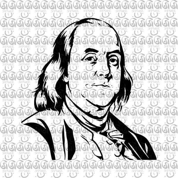 Benjamin Franklin, Vector Image, Cricut, Cut, Cutting and Printing, Laser Cutting, Stickers, DIY Crafts, Png,Ai,Eps,DXF,Svg Digital Download