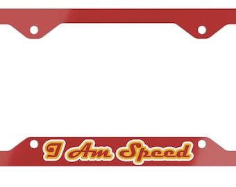I Am Speed Decorative License Plate Frame, Racing Inspired Car Accessory