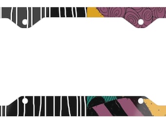 Jack and Sally Decorative License Plate Frame, Spooky Cute Halloween Car Accessory