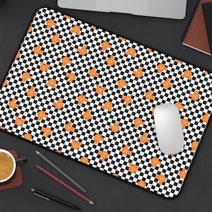 Halloween Pumpkin Checkerboard Desk Mat - Workspace Decor