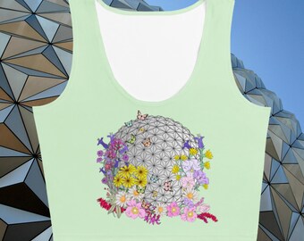 Raumschiff Erde Crop Top Epcot Blumen Gartenfest Shirt