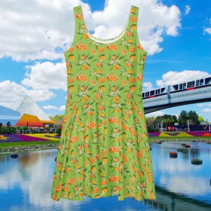 Disney Dress, Orange Bird Dress, Epcot Dress, Womens Skater Dress