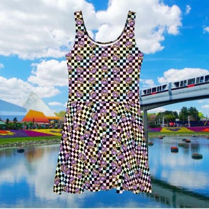 Figment Inspiriert Kleid, Epcot Kleid, Festival der Künste Kleid, Reise in die Fantasie, All Over Print Skater Kleid