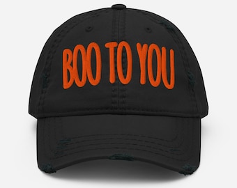 Boo zu dir Hut | Bestickt Halloween Distressed Cap