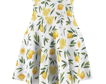 Lemon Print Women's Skater Skirt, Hidden Mickey Skirt for Disneyland or Disneyworld