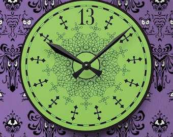 Haunted Mansion Inspired Acrylic Wall Clock | Spooky Gothic Disney Wall Decor