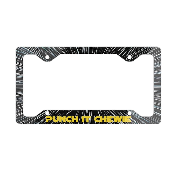 Punch It Chewie Decorative License Plate Frame, Sci Fi Quote Car Accessory for Dad