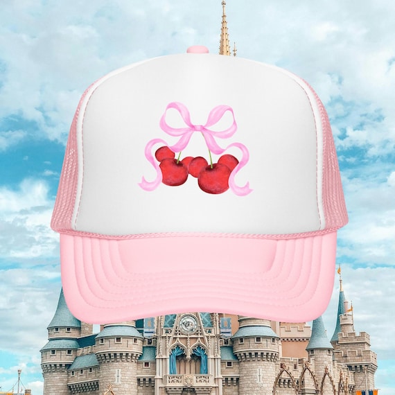 Coquette Cherry Mickey Pink Foam Trucker Hat Bow - Etsy display picture 1