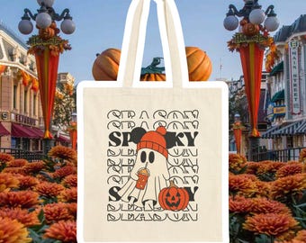 Bolsa Tote Fantasma da Temporada Assustadora | Bolsa Tote de Lona para o Halloween
