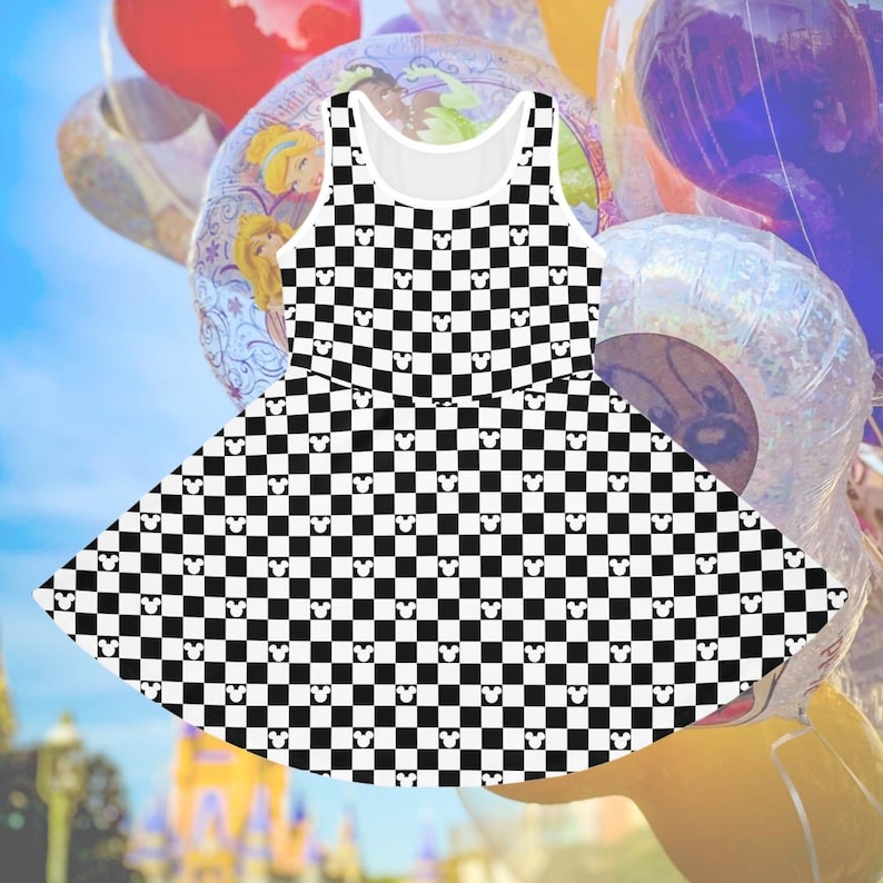 Kids and Toddler Dress for Disney, Girls Checker Dress, Girls' Sleeveless Dress Size 2T-XL