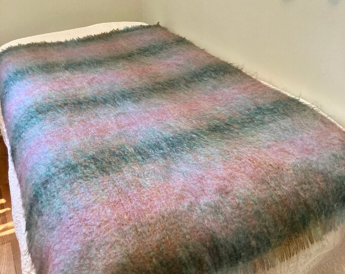 Scottish Mohair Throw Blanket Andrew Stewart, Wool Blend, Plaid Blanket