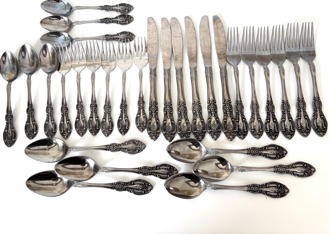 Springtime Stainless Japan Serving for 6 Ornate Floral . 30 Pieces - Etsy