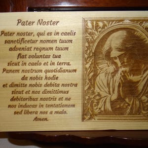 Laser-engraved Lord&#39;s Prayer in Latin