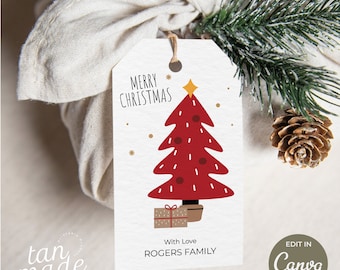 Etiquettes pour sapin de Noël - Etiquettes personnalisées pour cadeaux de Noël - Etiquettes canva modifiables pour cadeaux - Etiquettes imprimables - Etiquettes cadeaux pour enfant