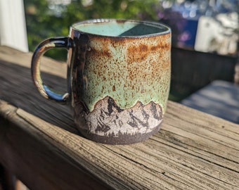 Handmade Metallic Speckled Green Mug