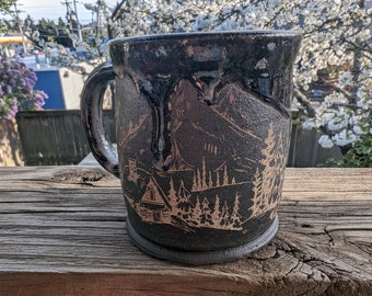 Handmade Rustic Cabin Retreat Mountain Mug