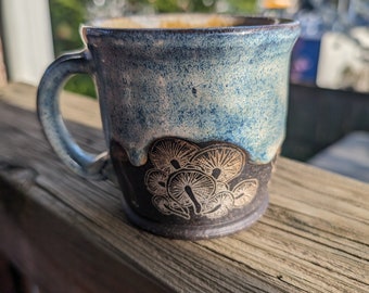 Handmade Drippy Clouds Mushroom Mug