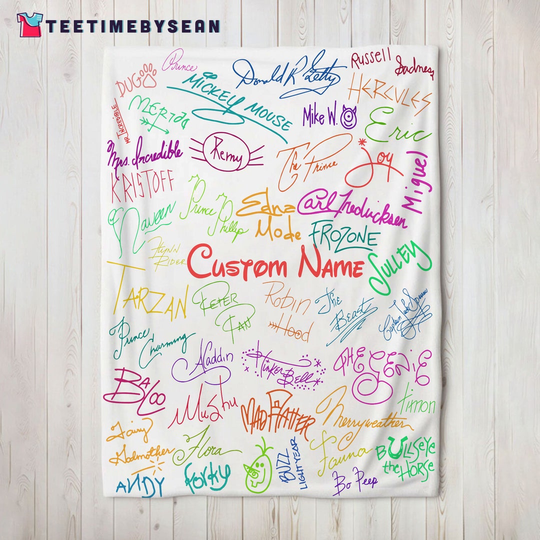 Walt Disney Characters Signatures Blanket Mickey Mouse and Etsy