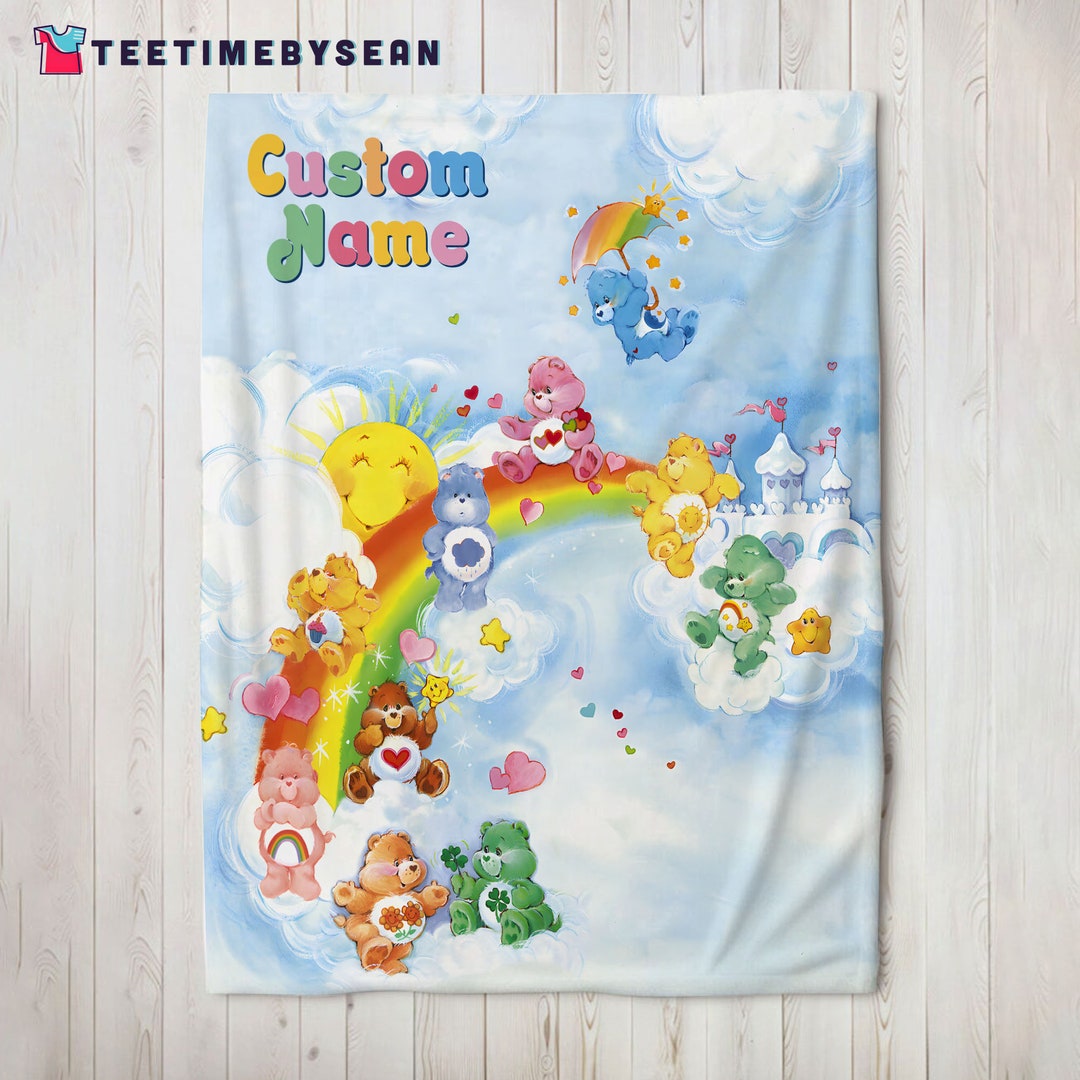 Custom Name Care Bears Baby Blanket Care Bears Birthday Etsy