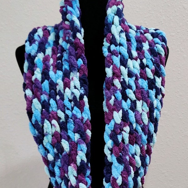 Chunky Hand Knit Scarf, loop yarn
