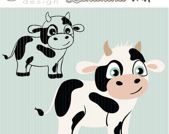 Archivo de trazador - Country Child Cow - svg - dxf - archivo de corte - Silhouette - Cricut