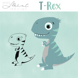 Arquivo de plotter - Mrs Mint Design - T-Rex dinossauro único - Arquivo de corte SVG DXF
