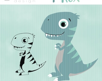 Archivo de trazador - Mrs Mint Design - Dinosaurio T-Rex individual - Archivo de corte SVG DXF