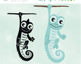 Archivo de trazador - Chameleon single - Fly - svg - dxf - archivo de corte - Silhouette - Cricut
