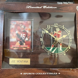 Joe Montana vintage sports plaque clock, limited edition