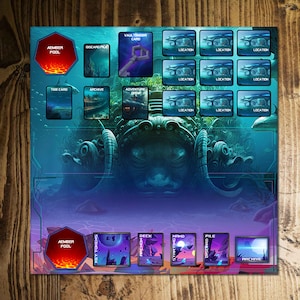 Keyforge Adventures - The Abysall Conspiracy - Juego de cartas de mesa, tapete de juego imprimible, 70 x 70 cm