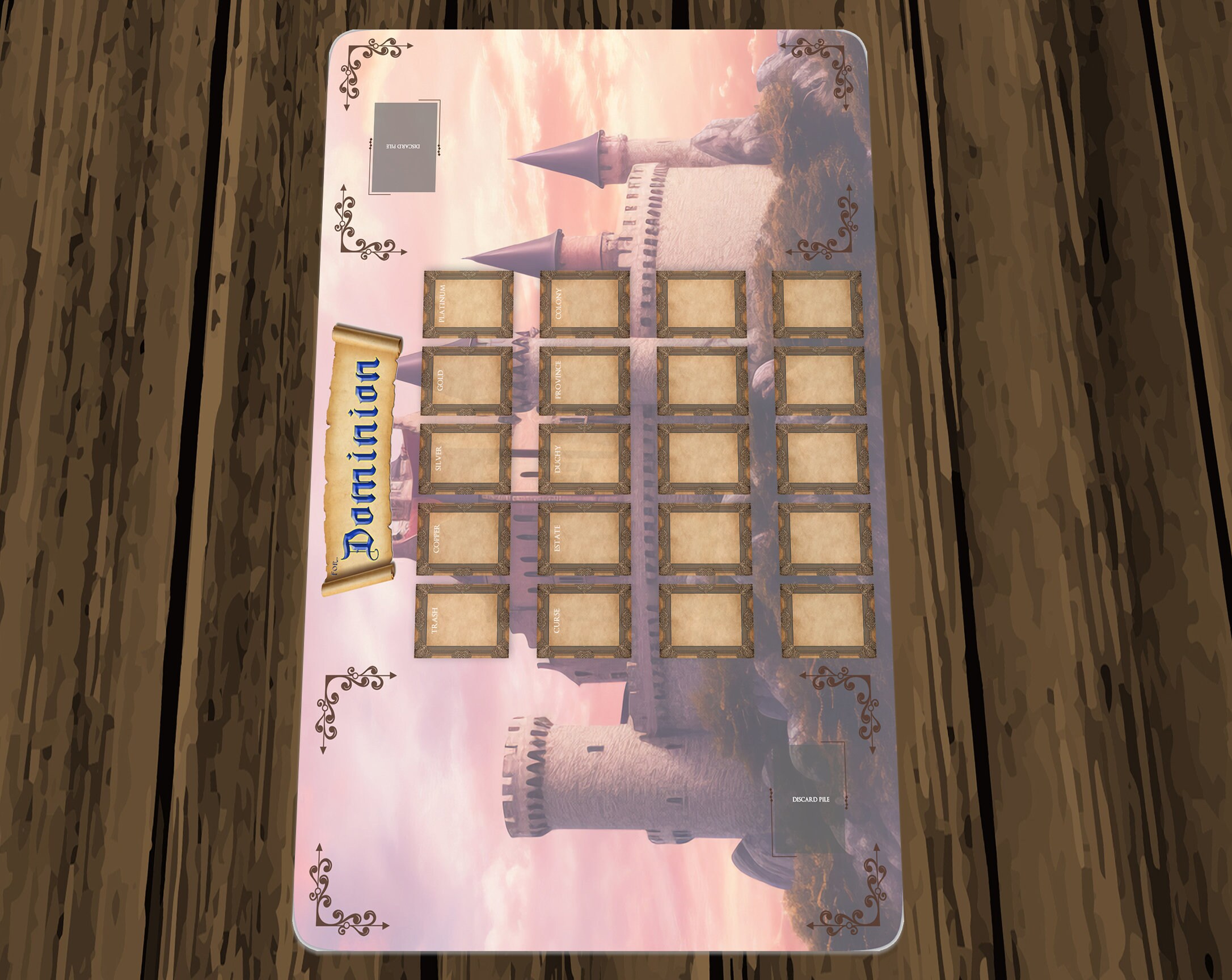 Dominion Table Top Deck Building Card Game Printable Two Player Game Play Mat 36 X 24 Inches