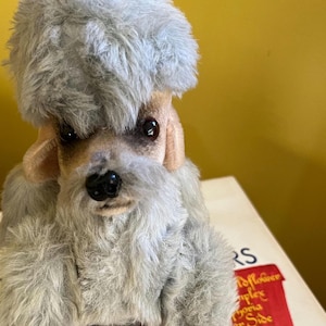 Rare Vintage KAMAR Poodle Gray Plush Animal made in Japan 1960s stuffed animal