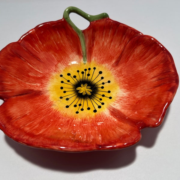 Vintage Poppy Bowl Hand Painted by CA Ceramics