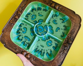 Vintage Serviertablett Treasure Craft Keramik geteilt