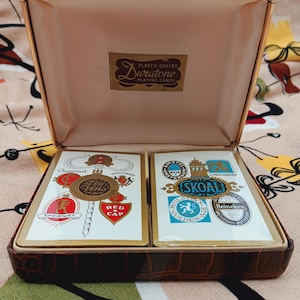 Vintage 1960s Duratone Playing Cards Double Deck Sealed with Case