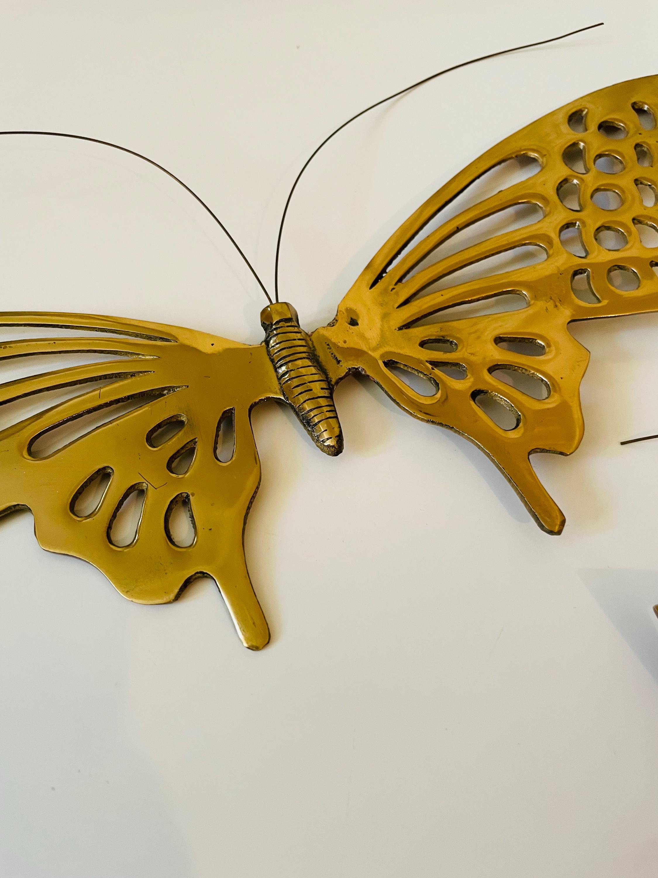 Vintage Brass Butterfly Set Enesco Wall Decor - Etsy