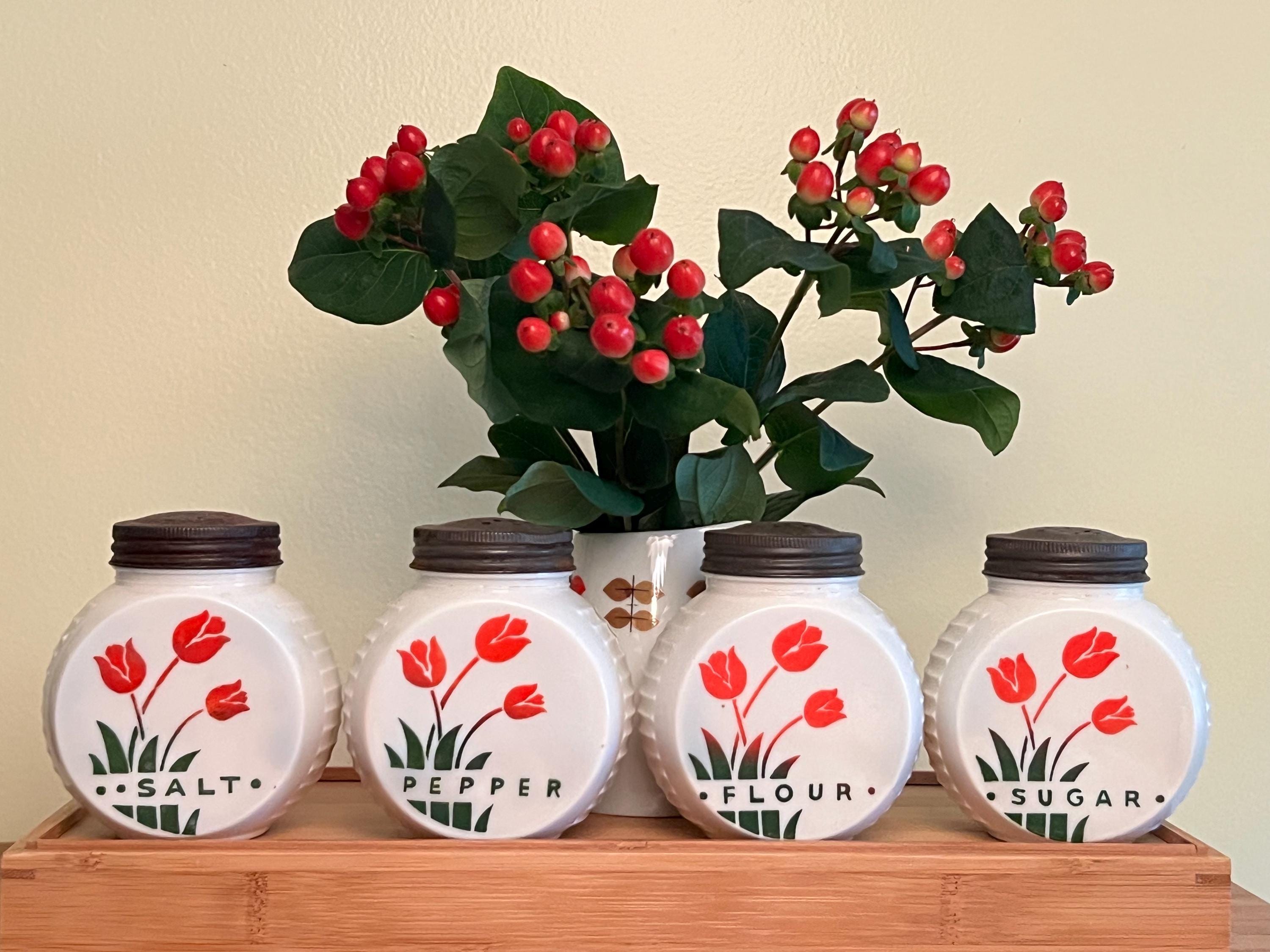 Fire King Tulips Jar - Etsy
