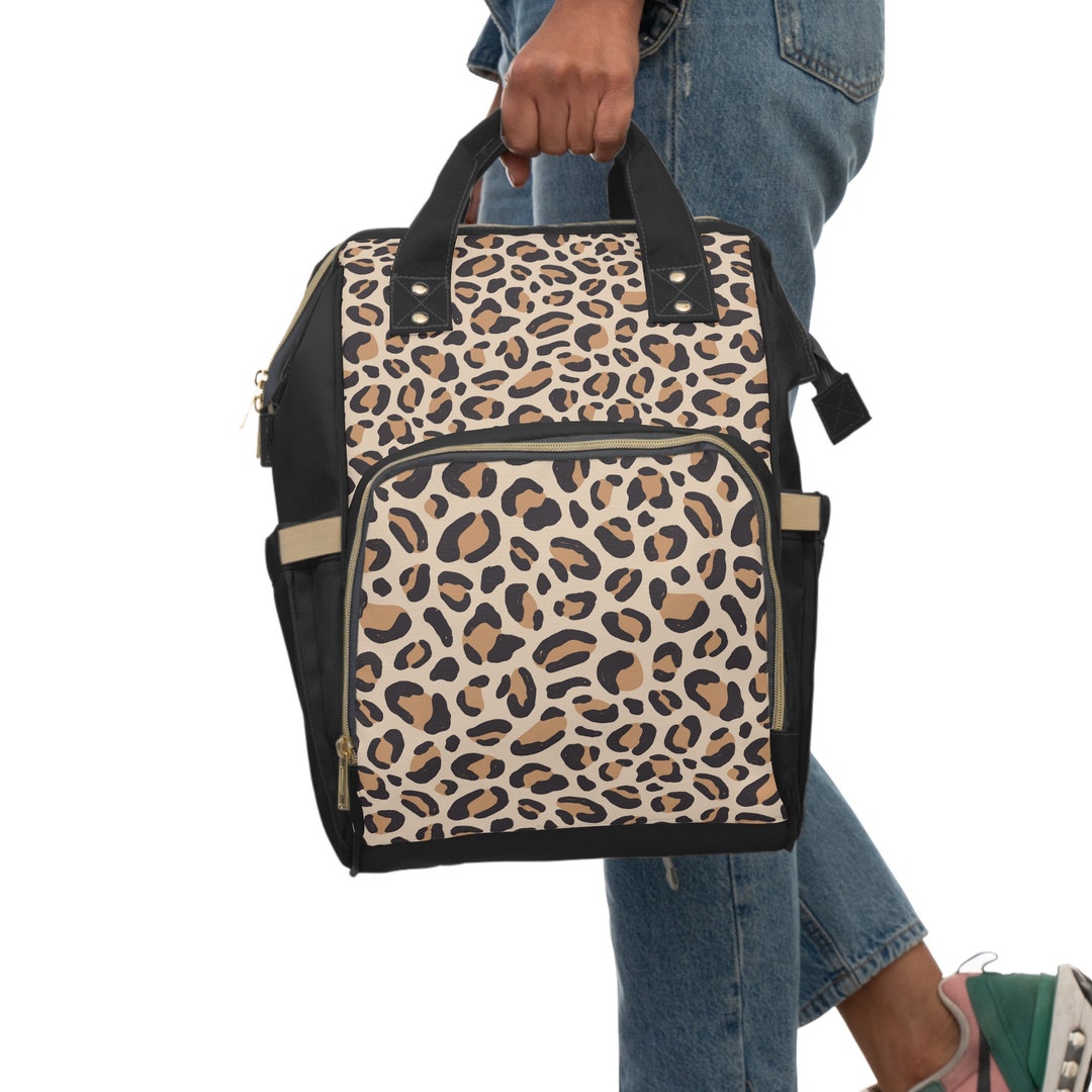 Multifunctional Backpack Leo Print Backpack Diaper Bag Etsy
