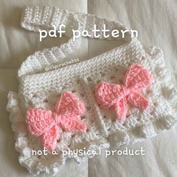 PDF FILE ONLY mini bow bag crochet pattern, digital crochet pattern