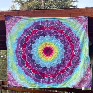 Rainbow Tapestry 55 X 48 inch Tie Dye Mandala Wall Hanging Festival Summer Fashion Art Yoga Dead Phish Goose