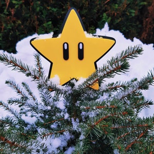 Adorno de árbol de estrella de Super Mario | Adorno para árbol de Navidad | Decoración navideña | Adorno de árbol Power Star | Adorno de árbol de Navidad