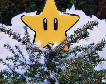 Cimier d'arbre Super Mario Star | Cimier d’arbre de Noël | Décoration de Noël | Cimier d’arbre Power Star | Cimier le sapin de Noël