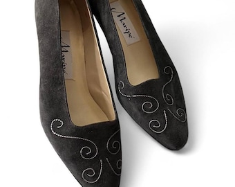 Zapatos de tacón bajo de terciopelo Maripe vintage