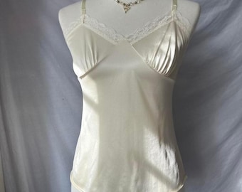 Vintage cream lace slip tank
