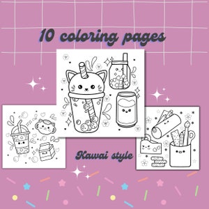 10 kawai coloring pages | printable coloring pages | cute coloring pages | For kids and adults | Digital download