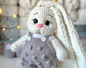 Crochet bunny White plush bunny Crochet toy for kids Stuffed Bunny Crochet rabbit toy Pregnancy gift