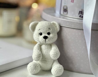 Crochet teddy bear Toddler toy Plush teddy bear New mom baby shower gift Pregnancy gift Baby announcement gift