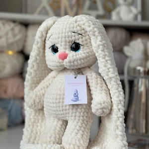 Crochet bunny White plush bunny Crochet toy for kids Stuffed Bunny Crochet rabbit toy Pregnancy gift zdjęcie 1