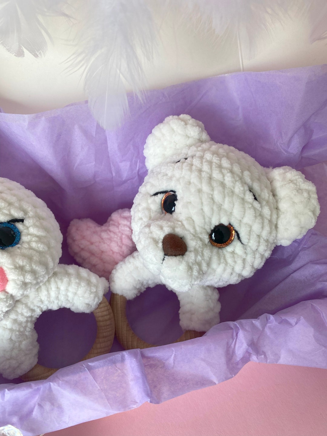 Teddy Bear Rattle Congratulations Pregnancy Gift Baby Shower Hostess ...