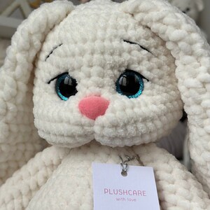 Crochet bunny White plush bunny Crochet toy for kids Stuffed Bunny Crochet rabbit toy Pregnancy gift zdjęcie 7